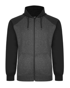 Bigdude Zip Thru Raglan Sleeve Hoody Black/Charcoal Tall